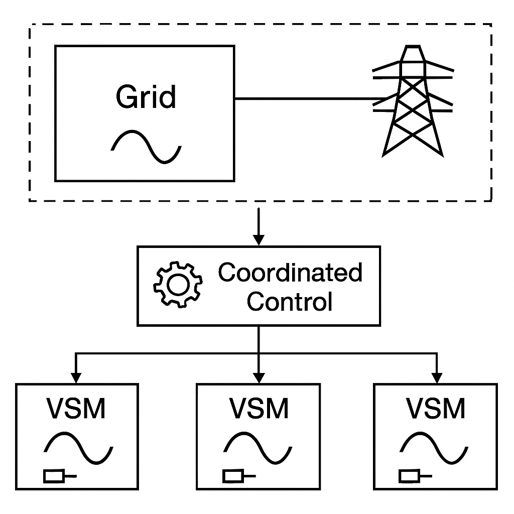 Coordinated operation of multiple VSMs in low inertia grid